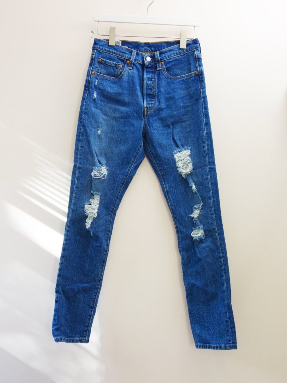 Levi's 501 Skinny Premium Distressed Jeans W26 L30 NWOT!